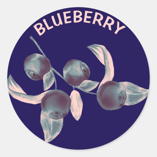 Blueberry Leaf-Waterverf Ronde Sticker (Voorkant)