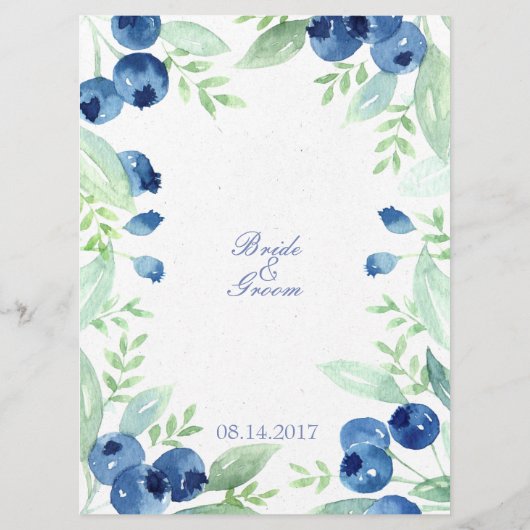 Blueberry Midsummer Rustic Berry Menu Mariage (Dos)