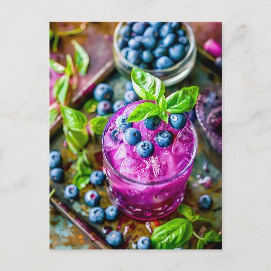 Blueberry Mojito – Zomercocktail Feestdagenkaart (Voorkant)