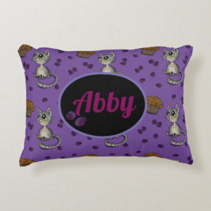 Blueberry Muffin Bloop Cat Custom Name Accent Kussen