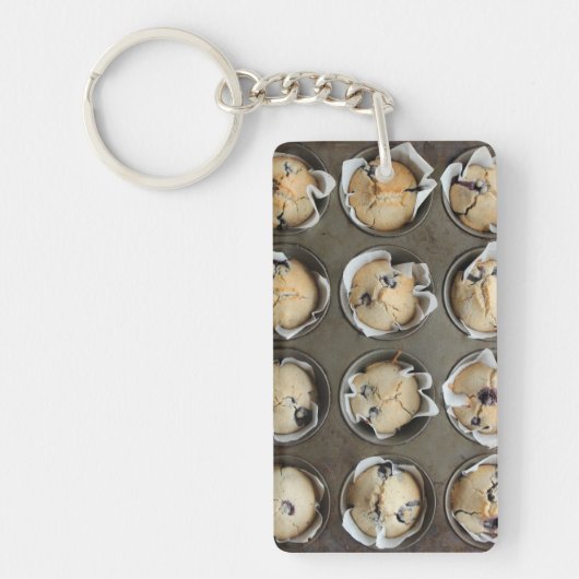 Blueberry Muffin in een cupcake pan sleutelhanger (Voorkant)
