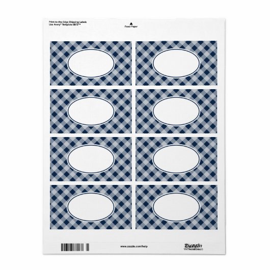 Blueberry Navy Gingham Kitchen Gift Label Labels (Full Sheet)