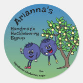 Blueberry Pals Grappige Cartoon Jam Pie en meer Ronde Sticker (Voorkant)