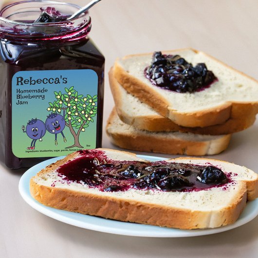 Blueberry Pals Grappige Cartoon Jam Pie en meer Vierkante Sticker