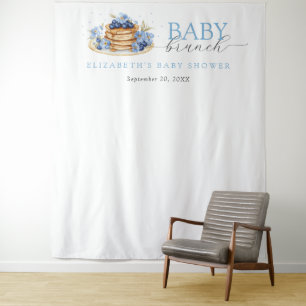 Blueberry Pancake Baby Brunch Baby shower Achtergr Wandkleed