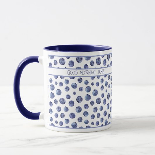 Blueberry-patroon gepersonaliseerd mug mok (Links)