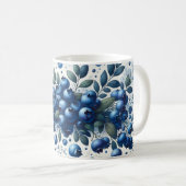 Blueberry Patroon - Lichtblauwe achtergrond Koffiemok (Voorkant rechts)