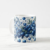 Blueberry Patroon - Lichtblauwe achtergrond Koffiemok (Voorkant links)