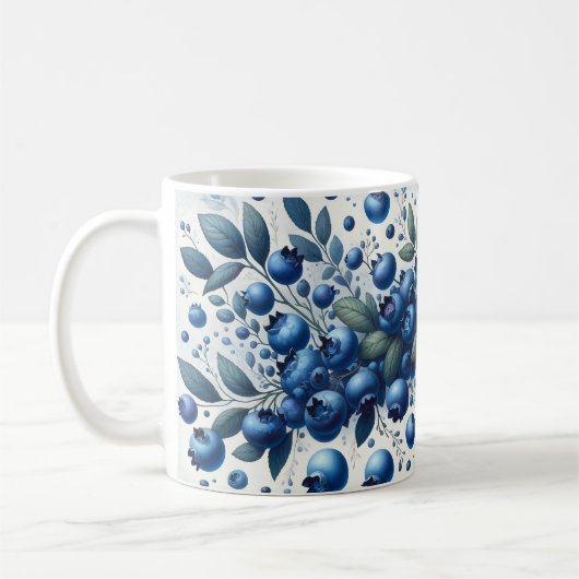 Blueberry Patroon - Lichtblauwe achtergrond Koffiemok (Links)