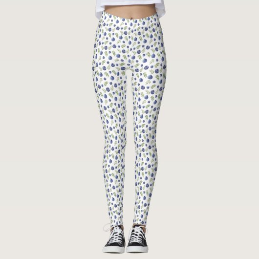 Blueberry Pattern Berries Zomer Leggings (Voorkant)