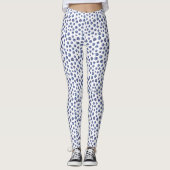 Blueberry Pattern Blauw Wit Zomer Leggings (Voorkant)
