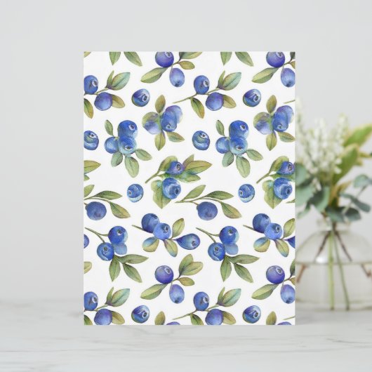  Blueberry Pattern Papieren Blad Briefpapier (Staand voorkant)