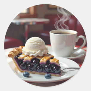 Blueberry Pie, ijs en koffie Ronde Sticker