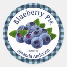 Blueberry Pie Plaid 3" Cercle Étiquette alimentair