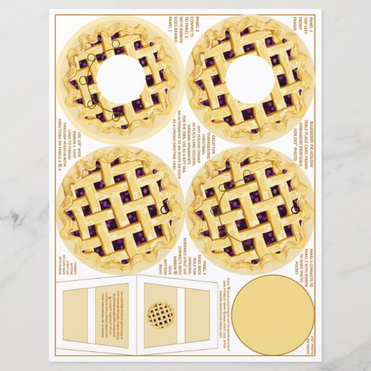 Blueberry Pie Thanksgiving Frame Nom Carte Place (Devant)