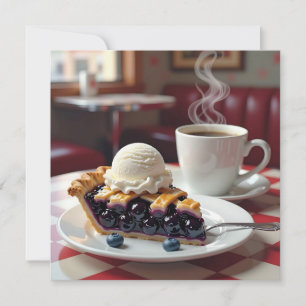 Blueberry Pie, Vanilla Ice Cream en Koffie Blank Kaart