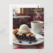 Blueberry Pie, vanille ijs en koffie Briefkaart (Voorkant / Achterkant)