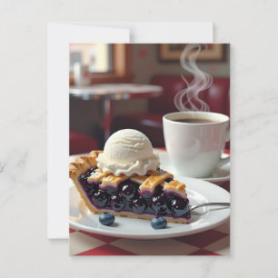 Blueberry Pie, vanille ijs en koffie Briefkaart