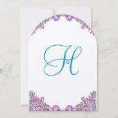 Blueberry Raspberry Ice Paisley Wedding Invitation Kaart (Voorkant)