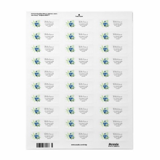 Blueberry Return Address Label (Full Sheet)