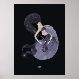 BLUEBERRY SEAHORSE van Alexandra Dikaia Poster