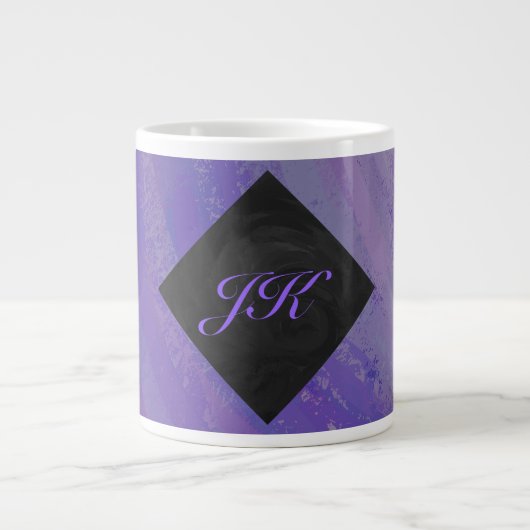 Blueberry Smear en Black Monogram Extra Grote Mok (Voorkant)