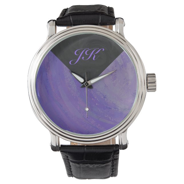 Blueberry Smear en Black Monogram Horloge (Voorkant)