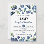 Blueberry Sweet 1er anniversaire Invitation (Devant)
