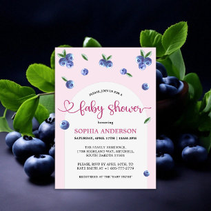 Blueberry Sweet Waterverf Meisje Baby shower Kaart
