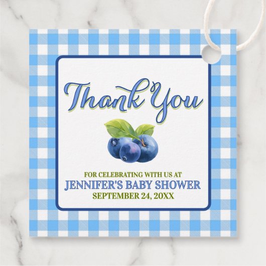 Blueberry Theme Baby shower Bedankt Bedankjes Labels (Achterkant)