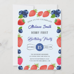 Blueberry verjaardagsfeestje uitnodiging
