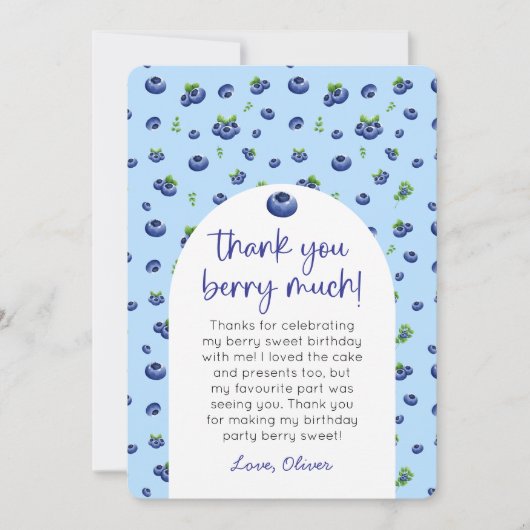 Blueberry-verjaardagsfoto bedankt kaart (Voorkant)