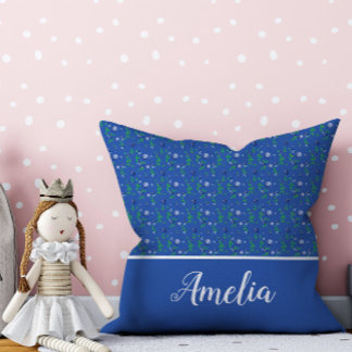 Blueberry waterverf patroon leuke naam blauw kussen