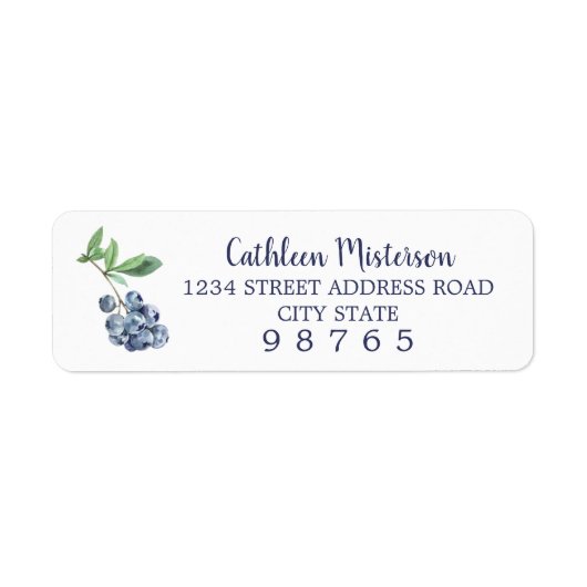 Blueberry Waterverf Return Address Labels (Voorkant)