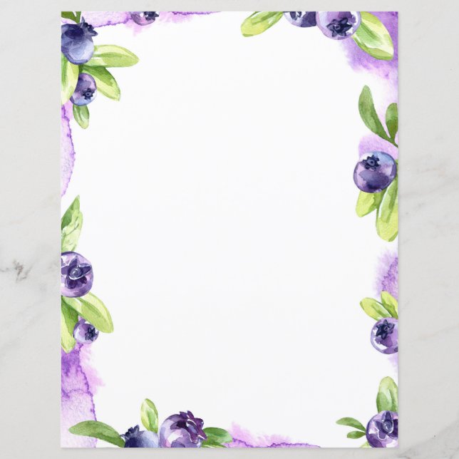 Blueberry Waterverf Scrapbook Paper (Voorkant)