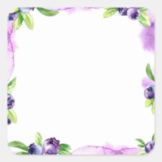 Blueberry Waterverf Scrapbook Vierkante Sticker