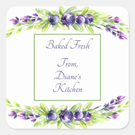 Blueberry Waterverf Scrapbook Vierkante Sticker