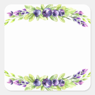 Blueberry Waterverf Scrapbook Vierkante Sticker