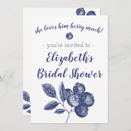 Blueberry Wedding Shower Uitnodiging (Voorkant / Achterkant)