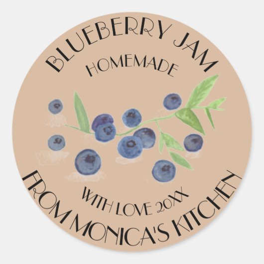 Blueberryjam-watercolorfruit Keukenlabel Ronde Sticker (Voorkant)