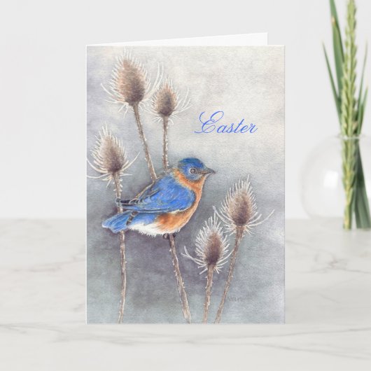 Bluebird Among Thistles Carte de Pâques (Devant)
