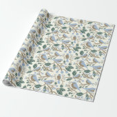 Bluebird and Blueberries Patterned Cadeaupapier (Uitgerold)