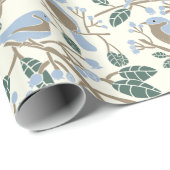 Bluebird and Blueberries Patterned Cadeaupapier (Rol Hoek)