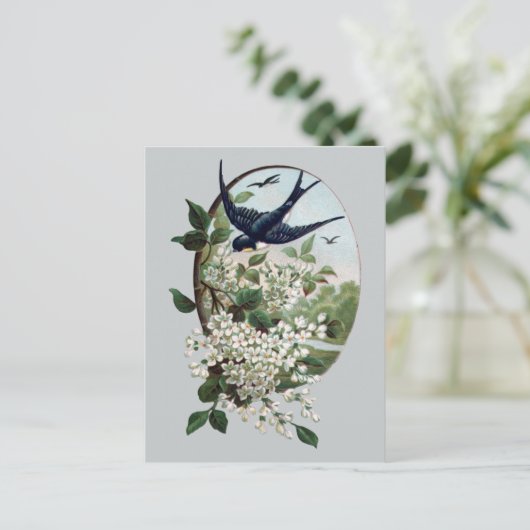 Bluebird and Branch of Blossom Briefkaart (Staand voorkant)