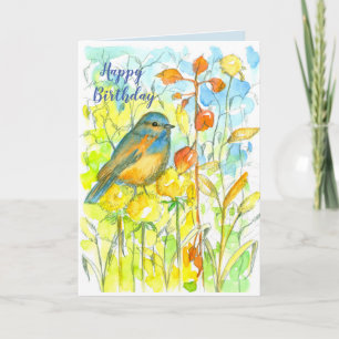 Bluebird Autumn verlaat Happy Birthday Kaart