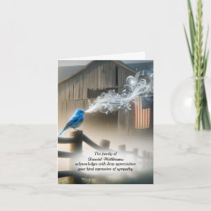 Bluebird Avec Sympathie Drapeau Carte de remerciem