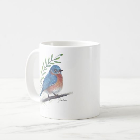Bluebird Bird Art Café Mug (Devant gauche)