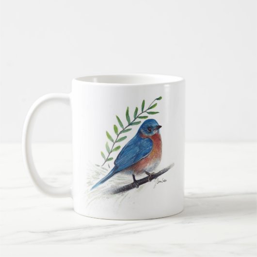 Bluebird Bird Art Café Mug (Gauche)