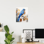 Bluebird Bird Art Print Poster (Thuiskantoor)