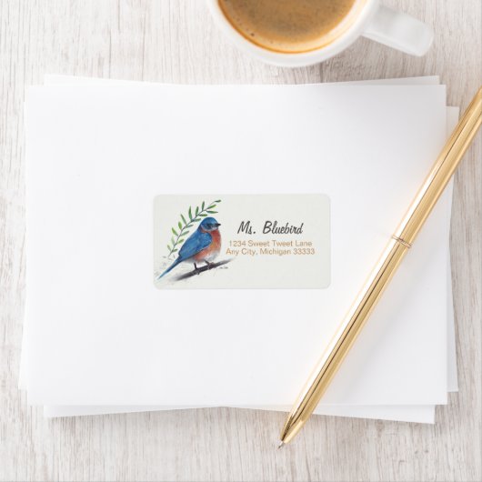 Bluebird Bird Art Retour Étiquette (En situation)